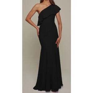 AW BRIDAL 10 L black Felicia chiffon formal prom bridesmaid maxi dress NEW B30